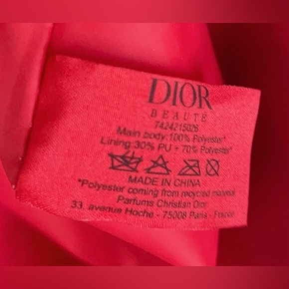 DIOR Red Canvas Zipper Cosmetic Pouch - Picture 5 of 8